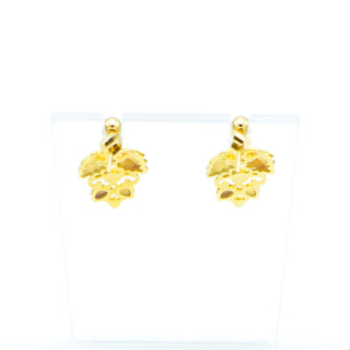 10k Tri-Color Gold Leaf Dangle Post Earrings