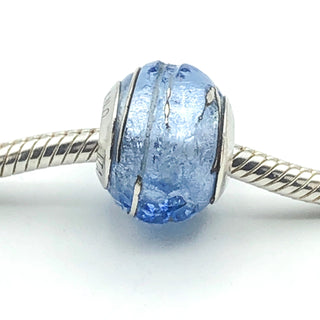 Charmed Memories Blue Murano Charm With Sterling Silver Core