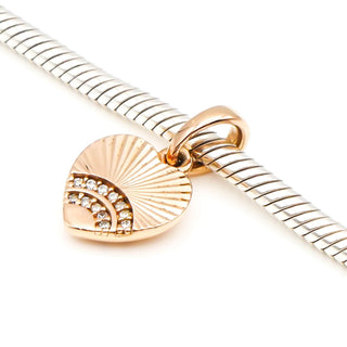 PANDORA Rose Fan of Love Heart Pendant with Clear Zirconia