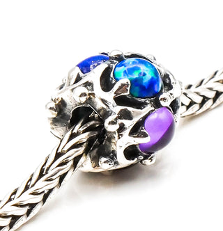 TROLLBEADS Rare Retired Wisdom Bead Sterling Silver Charm With Gemstones