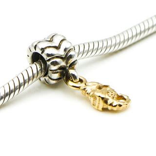 PANDORA RARE Seahorse Sterling Silver Dangle Charm With 14K Gold Seahorse