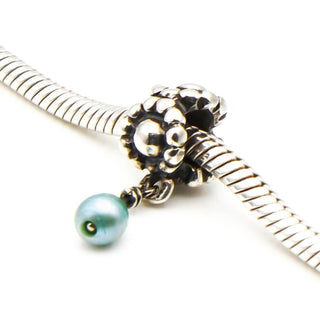 PANDORA VERY RARE Mint Condition "Holy Grail" Sterling Silver Turquoise Pearl Dangle Charm - Retired
