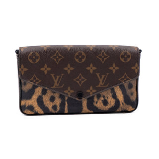 Louis Vuitton Monogram & Animal Print Leopard Pochette Felicie With Chain & Insert