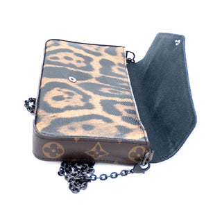 Louis Vuitton Monogram & Animal Print Leopard Pochette Felicie With Chain & Insert