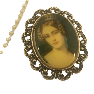 Vintage WESTERN GERMANY Scarf Clip With Portrait of a Lady