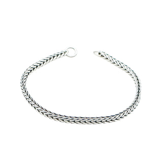 TROLLBEADS Signature Oxidized Sterling Silver Foxtail Chain Bracelet 6.9 Inches