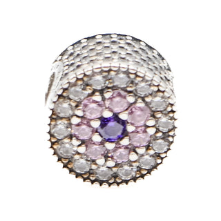 Pandora Dazzling Floral Charm Sterling Silver Purple Pink Clear Zirconia 791820PCZMX Retired