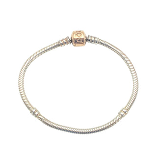 Pandora Moments Sterling Silver Charm Bracelet With 14K Rose Gold Plated Clasp - 7.1 Inches
