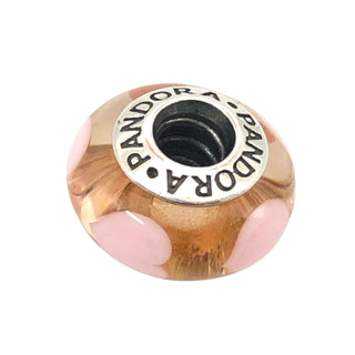 PANDORA Rose with Pink Hearts 925 ALE Sterling Silver Murano Glass Charm Bead