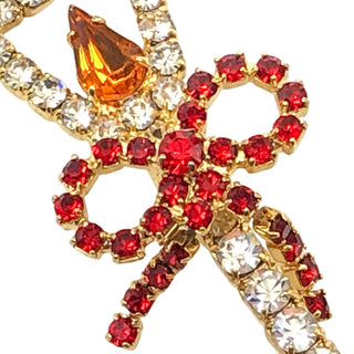 Vintage Candle And Wreath Brooches Pins With Prong Set Rhinestones