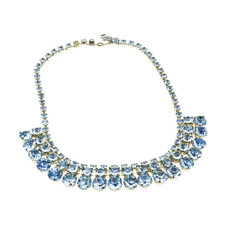 Vintage Ice Blue Crystal Demi-Parure Necklace and Earrings Set