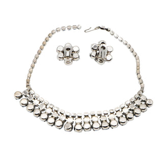 Vintage Ice Blue Crystal Demi-Parure Necklace and Earrings Set