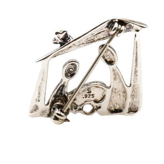 Vintage SHUBE Sterling Silver Nativity Scene Christmas Brooch Pin