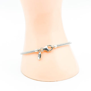Sterling Silver Snake Chain Charm Bracelet 7.5 Inches