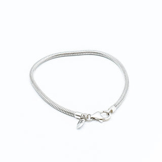 Sterling Silver Snake Chain Charm Bracelet 7.5 Inches