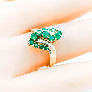 10k Yellow Gold Round Cut Emerald May Birthstone Ring Size 7.5