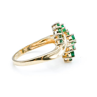 10k Yellow Gold Round Cut Emerald May Birthstone Ring Size 7.5