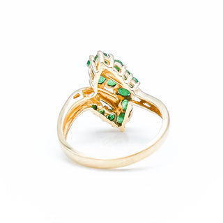 10k Yellow Gold Round Cut Emerald May Birthstone Ring Size 7.5