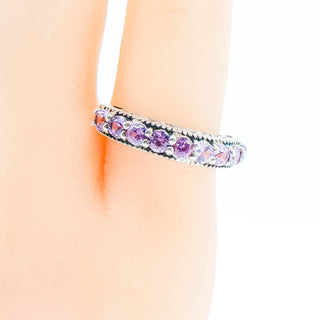 Purple Color Changing Sapphire Half Eternity Band Size 5 in Sterling Silver