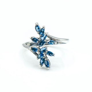 Sterling Silver Blue Crystal Ring Size 9