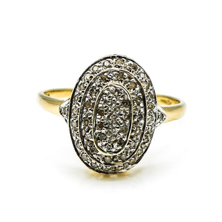 Vintage 9k Yellow Gold Diamond Dome Ring Size 8