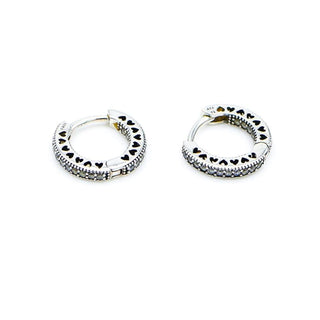Pandora Small Sterling Silver Hearts of Pandora Hoop Earrings With Clear CZ