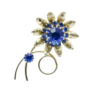Vintage Blue Flower Brooch