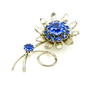 Vintage Blue Flower Brooch