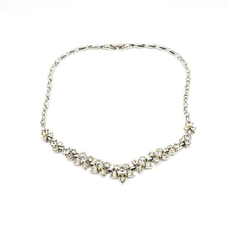 Vintage Signed Bogoff Clear Rhinestone Demi-Parure Necklace And Earrings Set