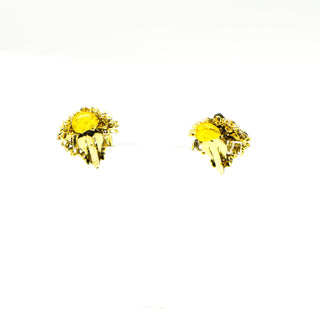 Vintage Green Rhinestone Demi-Parure Brooch and Clip-On Earrings