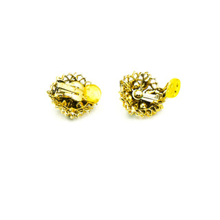 Vintage Green Rhinestone Demi-Parure Brooch and Clip-On Earrings
