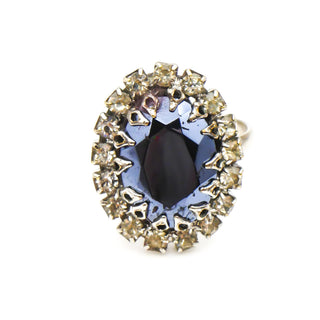 Vintage Rhinestone Cocktail Halo Costume Ring Size 8 Adjustable