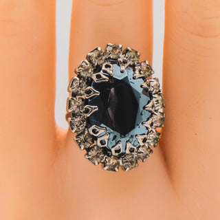 Vintage Rhinestone Cocktail Halo Costume Ring Size 8 Adjustable