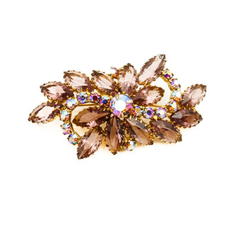 Vintage Lavender Rhinestone Aurora Borealis Crystal Brooch