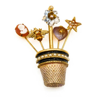 Vintage Gold Plated Thimble Brooch Pin