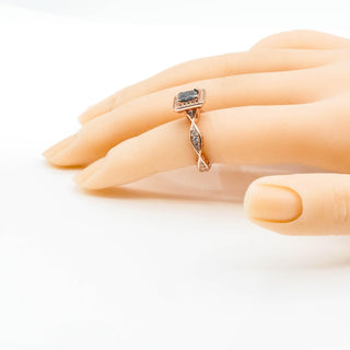 Rose Gold Vermeil Druzy Quartz Engagement Princess Halo Ring Size 5.5