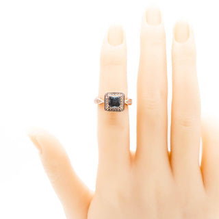 Rose Gold Vermeil Druzy Quartz Engagement Princess Halo Ring Size 5.5