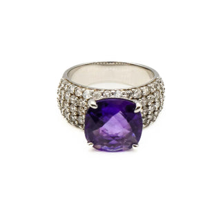 KJC Purple Spinel And White Topaz Sterling Silver Ring Size 8