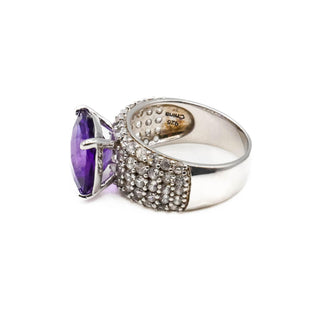 KJC Purple Spinel And White Topaz Sterling Silver Ring Size 8