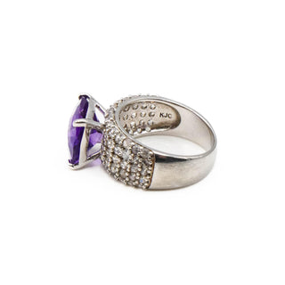 KJC Purple Spinel And White Topaz Sterling Silver Ring Size 8