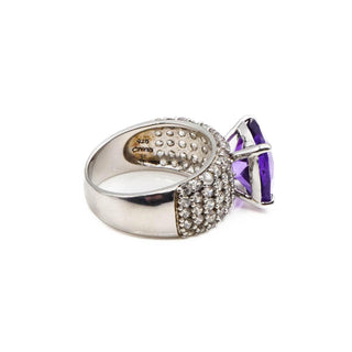 KJC Purple Spinel And White Topaz Sterling Silver Ring Size 8
