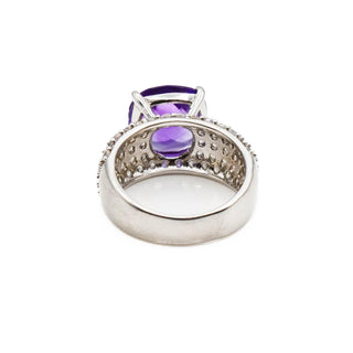 KJC Purple Spinel And White Topaz Sterling Silver Ring Size 8
