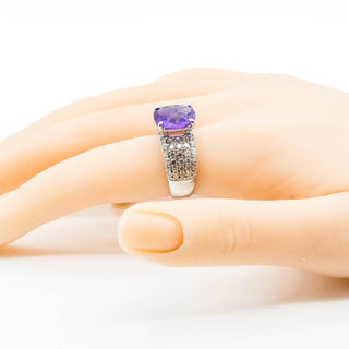 KJC Purple Spinel And White Topaz Sterling Silver Ring Size 8
