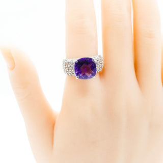 KJC Purple Spinel And White Topaz Sterling Silver Ring Size 8