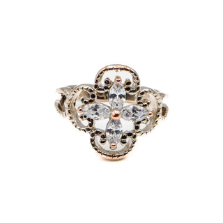 Sterling Silver Ring With Rose Gold Plated Accent Size 8