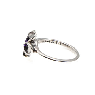 Vintage KABANA Sterling Silver Plumeria Flower Ring Size 5 With Amethyst