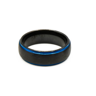 Tungsten Carbide Men's Black Wedding Band Ring Size 11 With Blue Edges