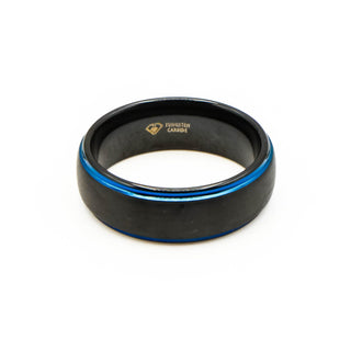 Tungsten Carbide Men's Black Wedding Band Ring Size 11 With Blue Edges