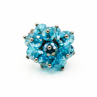 Vintage Aqua Blue Crystal Cluster Ring Size 7.5 adj
