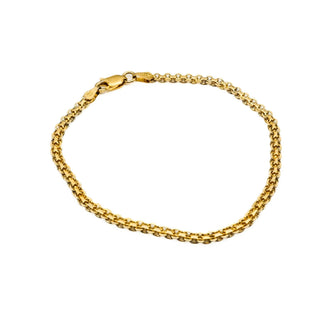 Vintage Yellow Gold Plated Silver Flat Bismark Mesh Link Bracelet 7.2 Inches